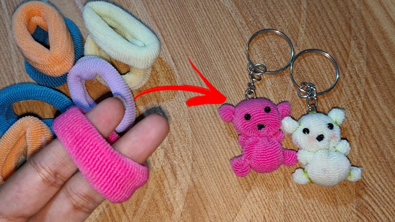 Rubber band teddy bear keychain 🧸 | Teddy bear from rubber band 😍 | handmade teddy bear 