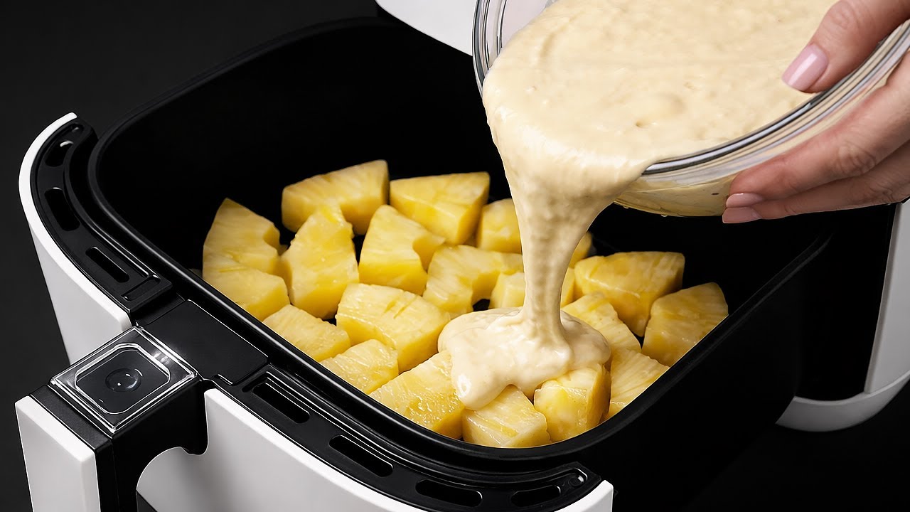 Ananas in den Airfryer… nur gießen! Airfryer Kuchen (Ohne Ofen)!