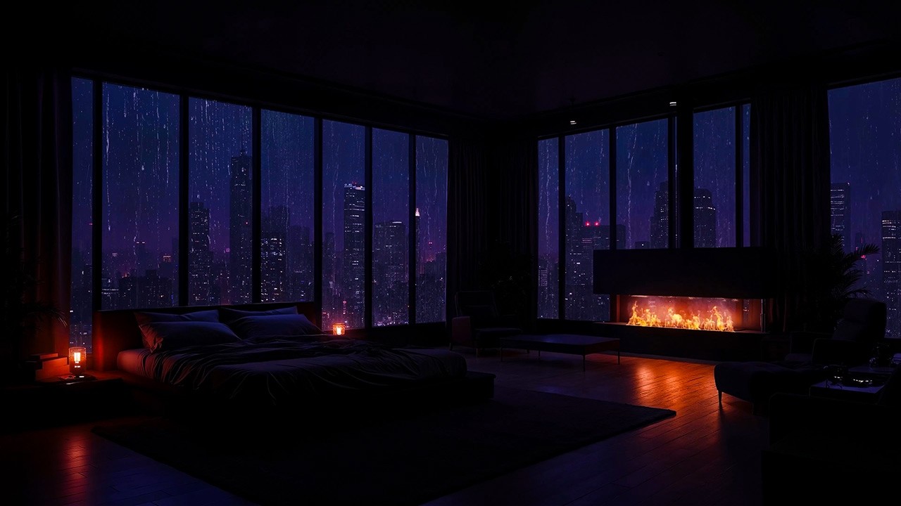 City Rain at Midnight 🌧 Soft Piano Music & Rain Sounds for Deep Sleep