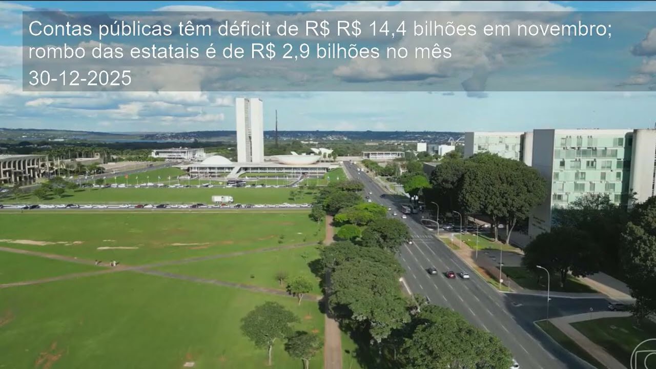 Contas públicas têm déficit de R$ R$ 14,4 bilhões em novembro; rombo das estatais é de R$ 2,9 b