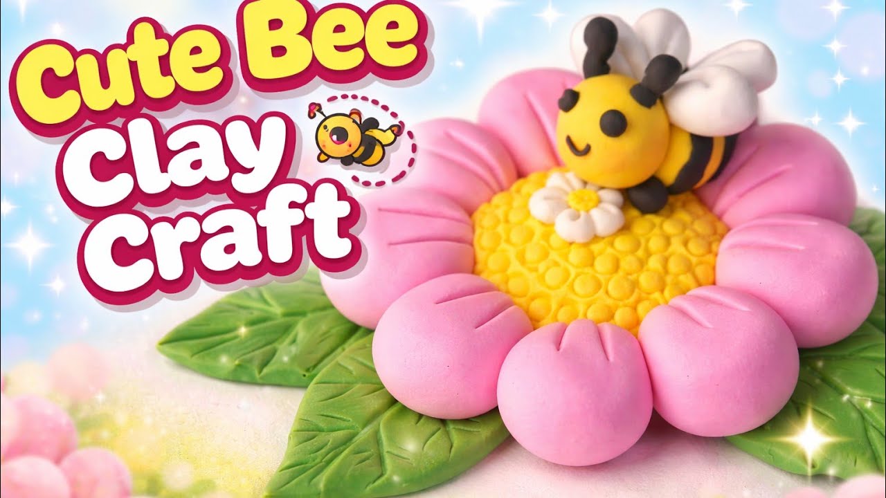Full video “Mini Honey Bee on Flower | Cute Clay Craft Tutorial 🐝🌸”