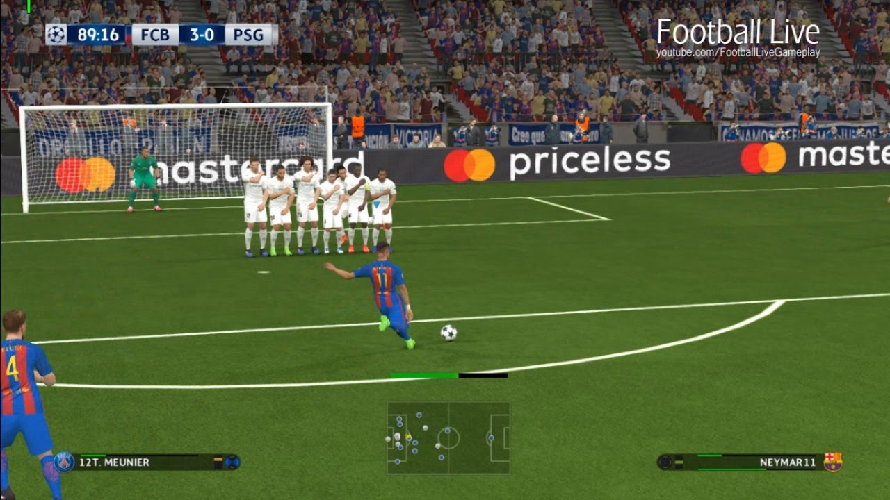 PES 2017 | Барселона — ПСЖ | Полный матч и гол Неймара со штрафного | Лига чемпионов УЕФА