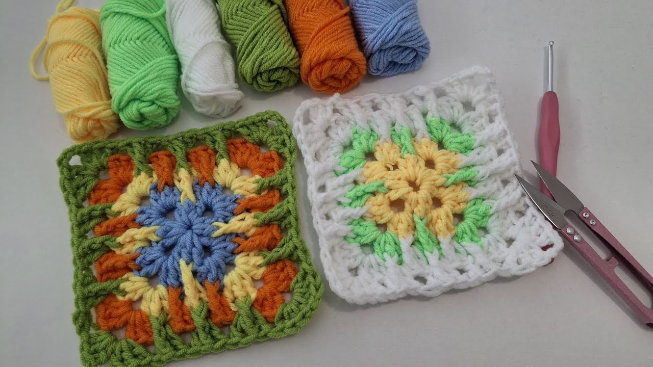 Square em crochet com relevo estilo mosaico ....#crochetlove