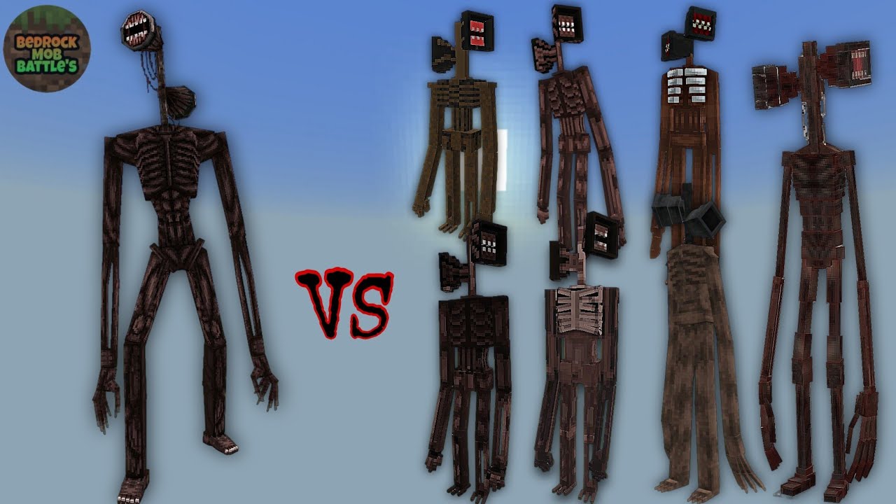 Siren Head v2 (GojiDraw) vs Other Different Siren Heads | Minecraft Bedrock | Mob Battle 