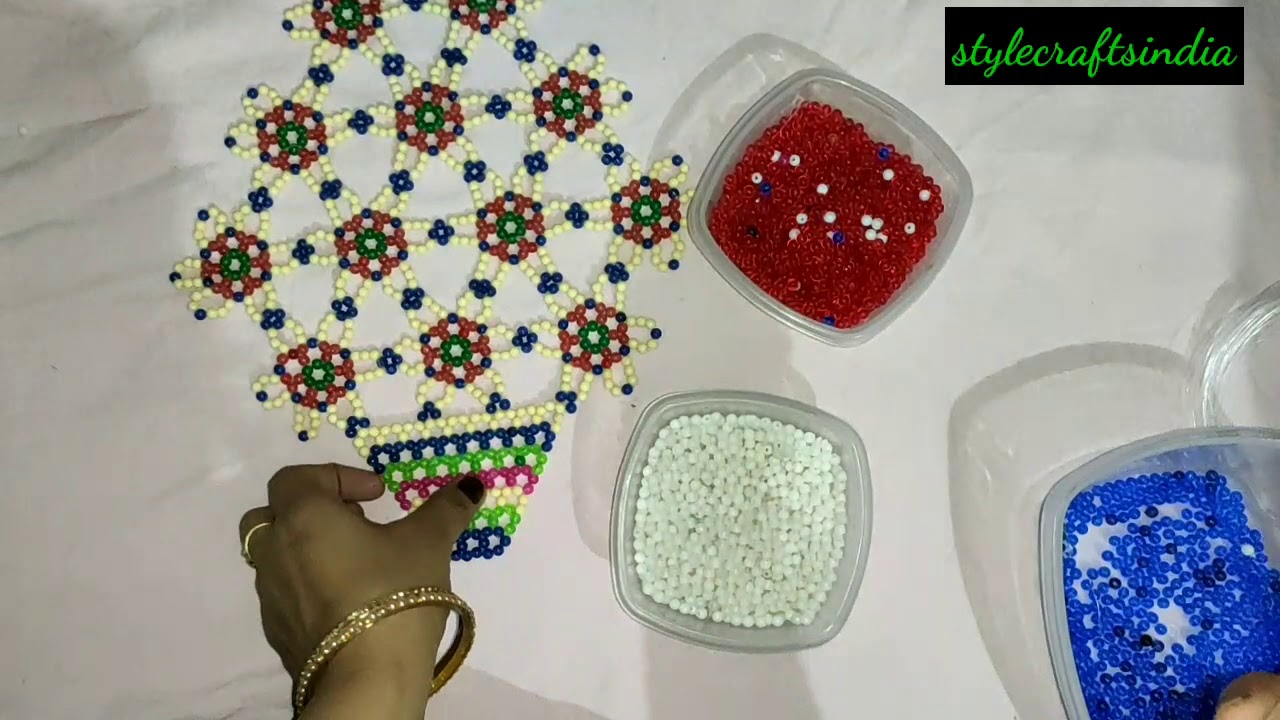 मोती के फूल और गमले बनाना सीखे/ how to make moti flower and pot