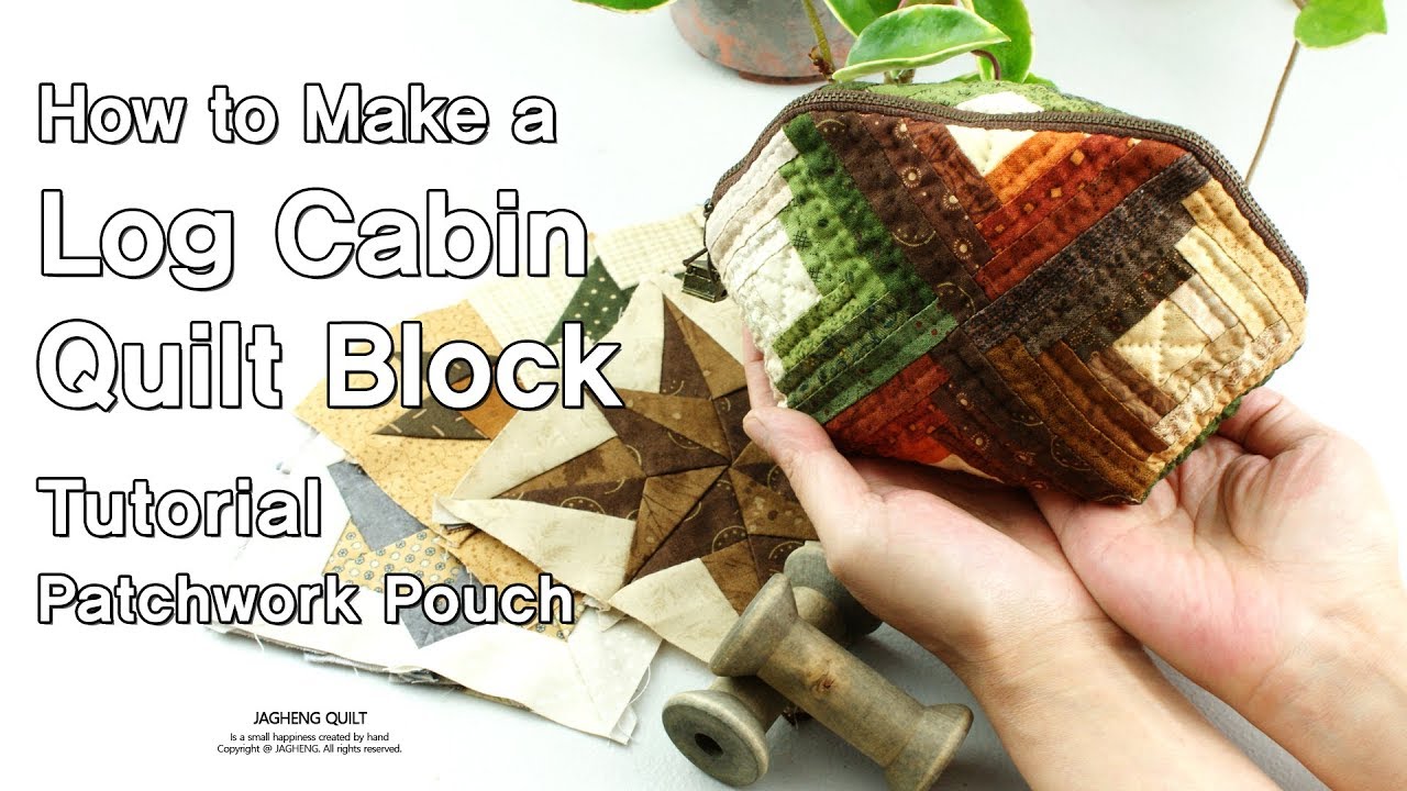 How to Make a Patchwork Pouch Tutorial I Log Cabin Quilt Block (10조각 퀼트 파우치 만들기)