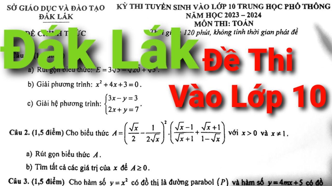 Chữa Đề Thi Vào Lớp 10 Đắk Lắk 2023-2024 môn TOÁN | THẦY THÙY