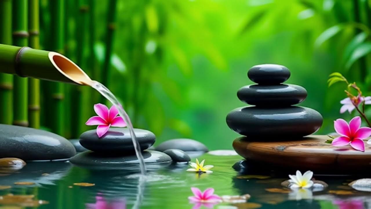 Relaxation Piano and Bamboo Water Sounds 🌿 Deep Sleep, Meditation & Healing Music, Calm Piano Music