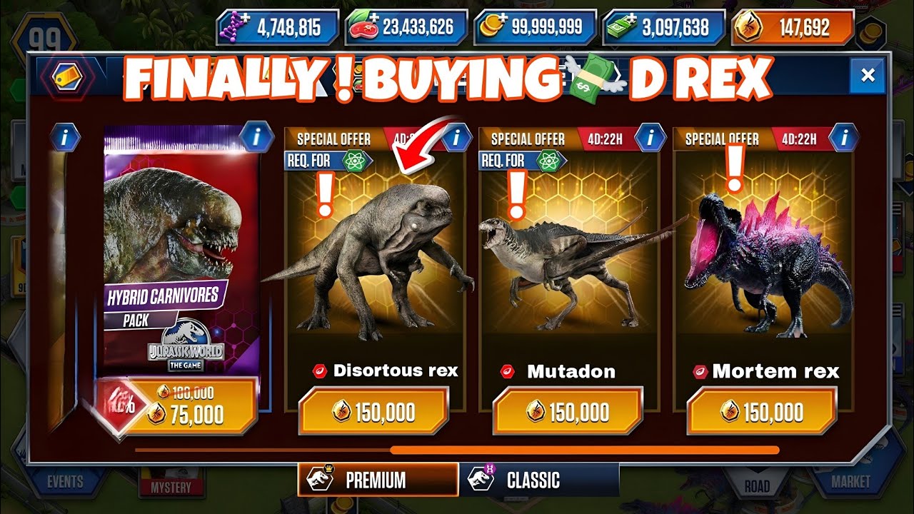 🔥 FINALLY! BUYING 💸 D-REX, MUTADON & MORTEM REX! | Jurassic World The Game 🔥