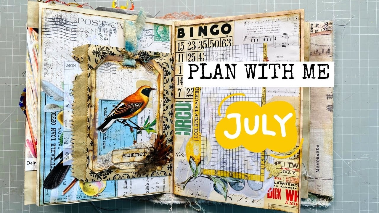 PLAN WITH ME/July 2023/Monthly Junk Journal Planner Setup & New Digital Kit