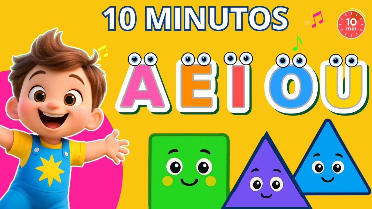 🎵 Aprendendo Vogais, Cores, Formas e Números – 10 Minutos de Música Educativa Infantil