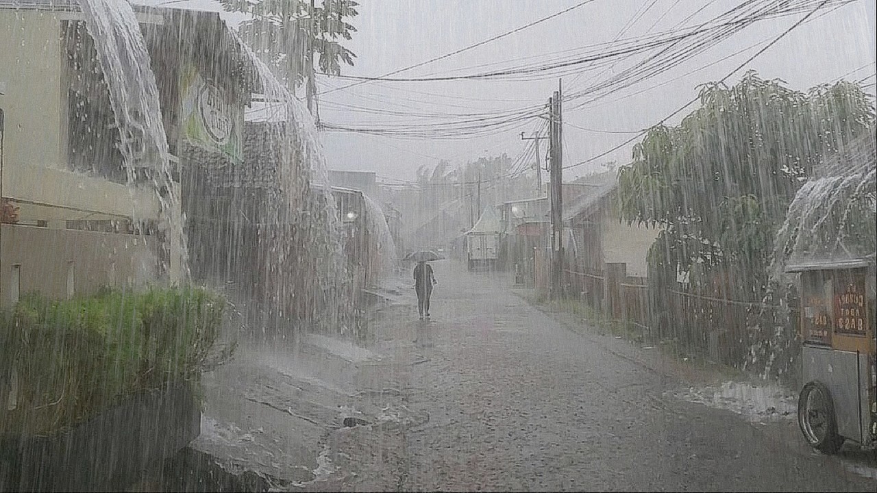 EXTREME WEATHER HEAVY RAINFALL⚡🌧️ MOST INTENSE HEAVY RAIN & WINDSTORM IN INDONESIA | Rain for Sleep