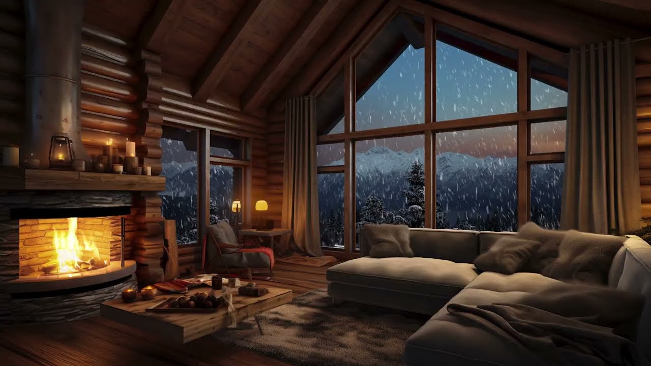 Howling Night Wind with a Warm Cozy Fireplace | Comforting Sounds for Rest and Relaxation