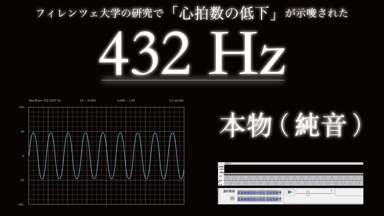 【432Hz  本物】ソルフェジオ周波数 | 心拍数の低下 | 純音