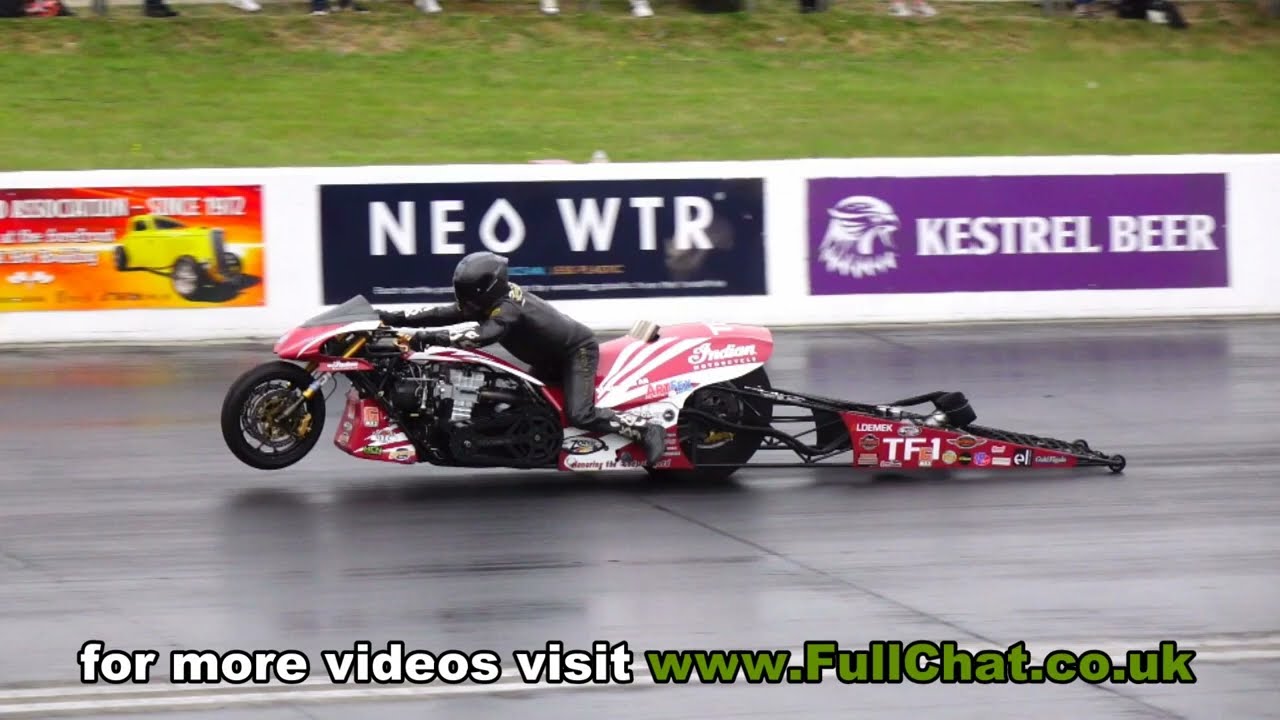 TF1 - Rikard Gustafsson on his Top Fuel Bike at Santa Pod Euro Finals.... Slow Motion Runs  👍