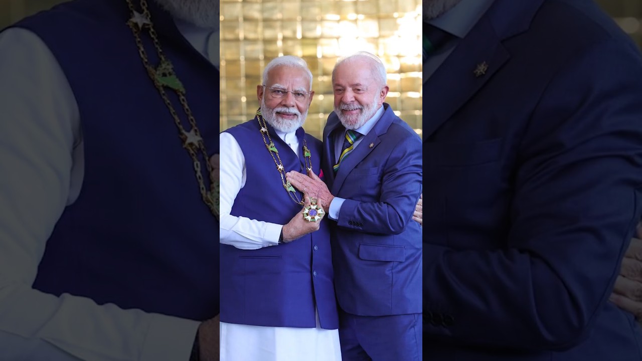 PM Modi conferred with Brazil's highest honour by President Luiz In&aacute;cio Lula da Silva | #shorts