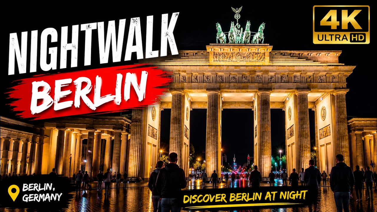 BERLIN  WALKING TOUR AT NIGHT 🇩🇪🌙 | Brandenburger Tor, Potsdamer Platz & Friedrichstra&szlig;e | 4K 