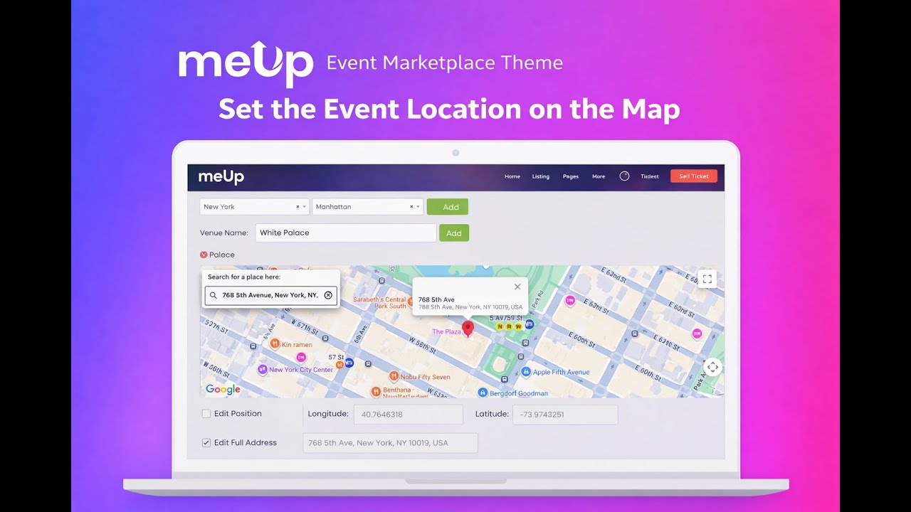 [Full View] Set The Event Location on the Map  in Meup Event Marketplace Theme