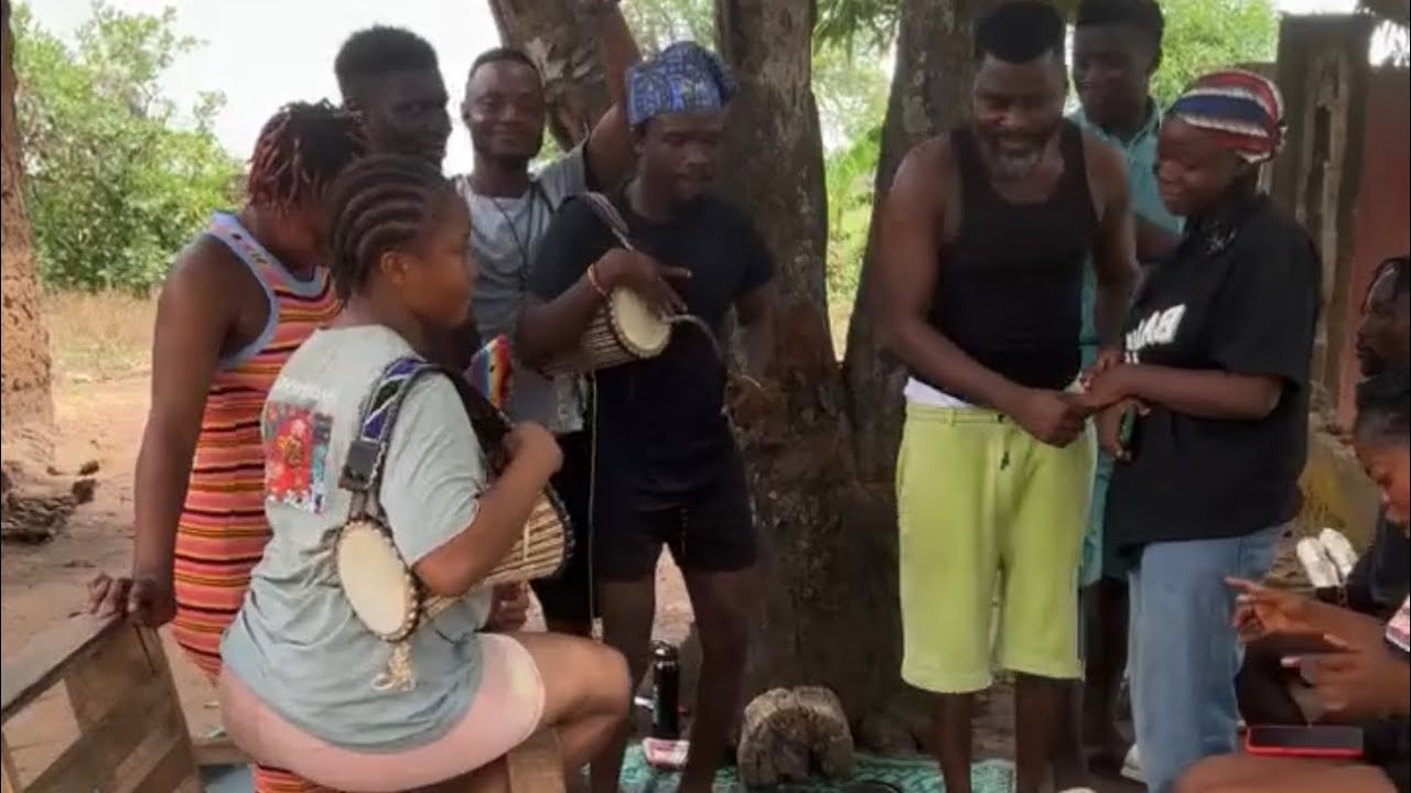 IBRAHIM CHATTA AND CHILDREN CHANT TOGETHER AT HIS FILM VILLAGE IN OYO TOWN