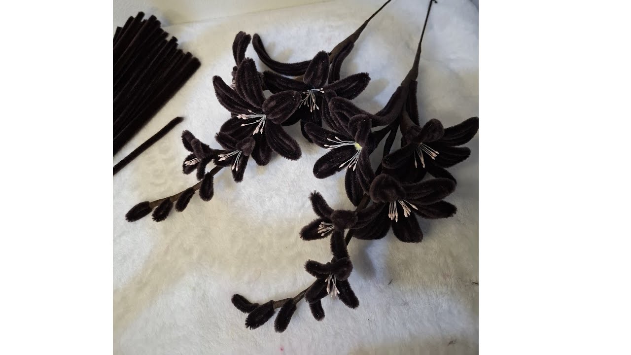Diy! Black Flower / How to make an easy flowers from pipe  cleaner/Pipe Cleaner Crafts/#handmade
