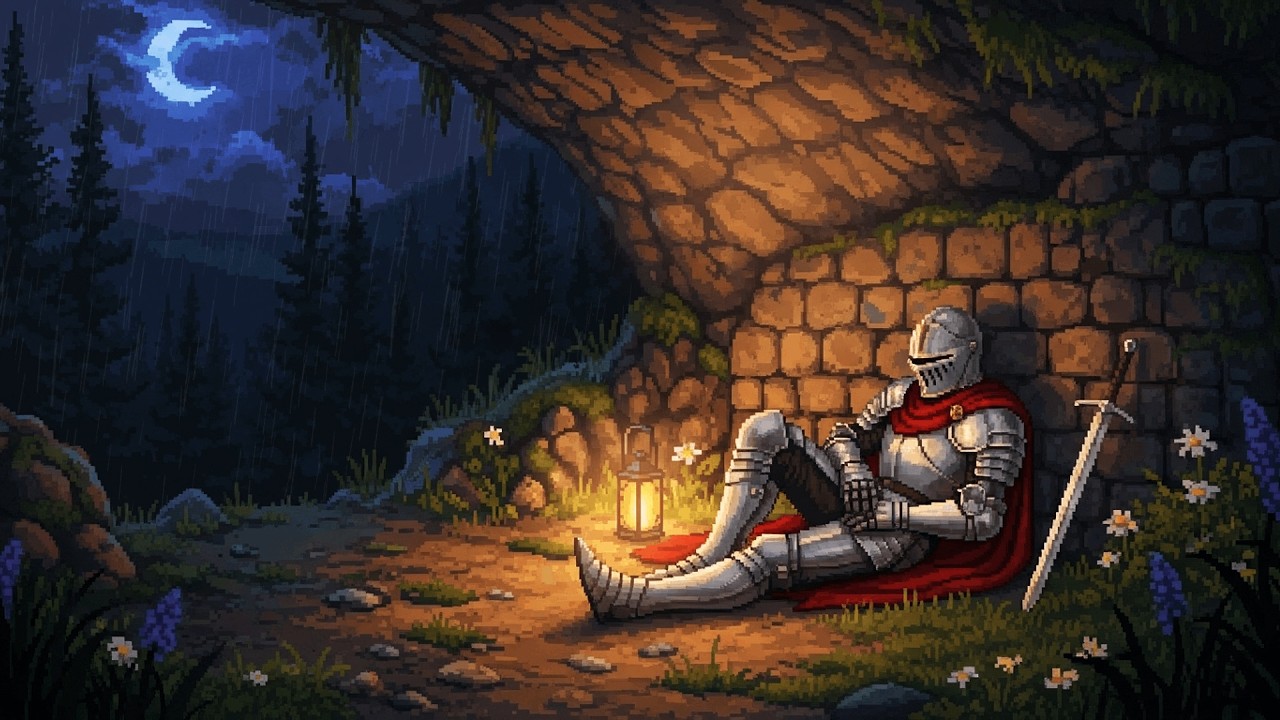 Rest... The cave shelters you from the rain