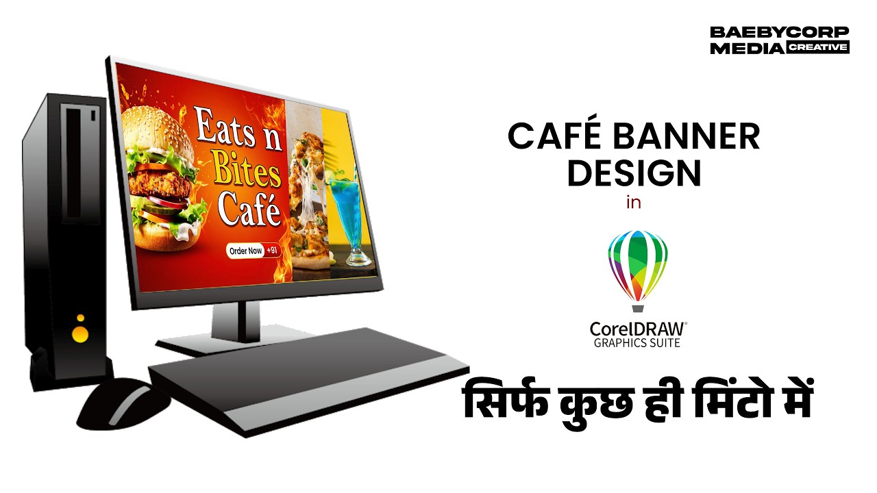How to Design a Restaurant Banner | Eats n Bites Café | CorelDraw Tutorial