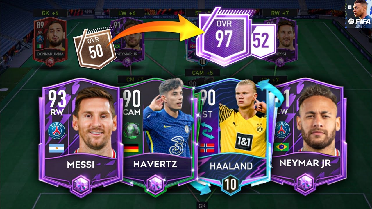 First Team Upgrade! 50 To 97!! | We Got Messi, Havertz, Haaland!!! FIFA Mobile 22