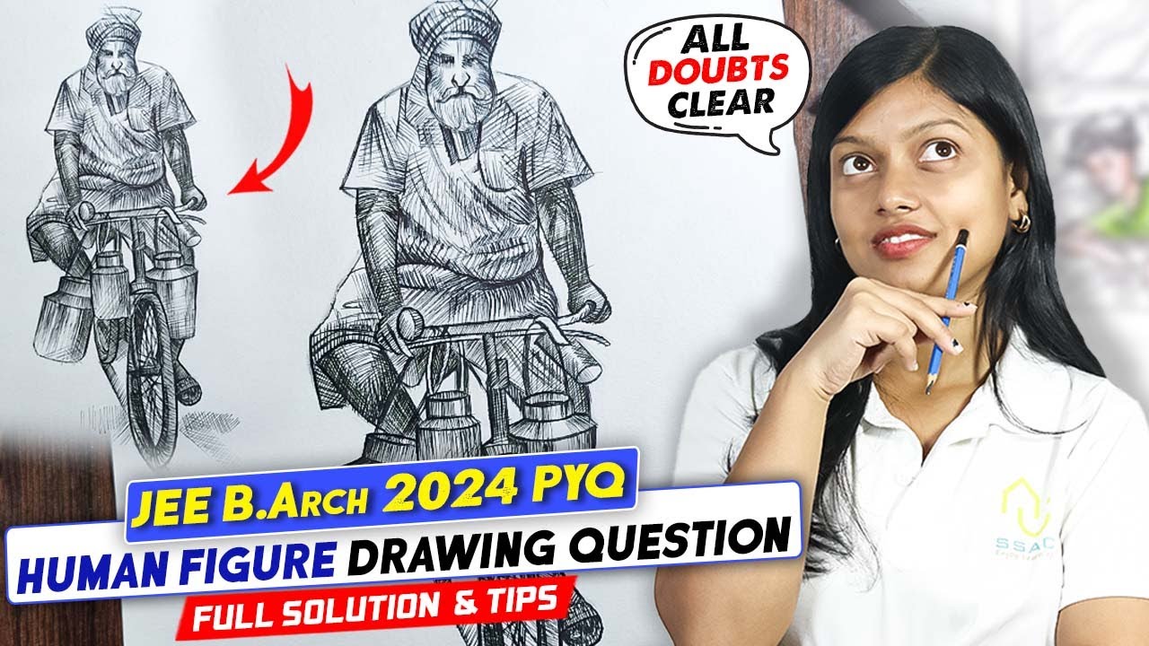 JEE B.Arch Previous Year Drawing Question Solution | Year 2024 | Human figure sketch