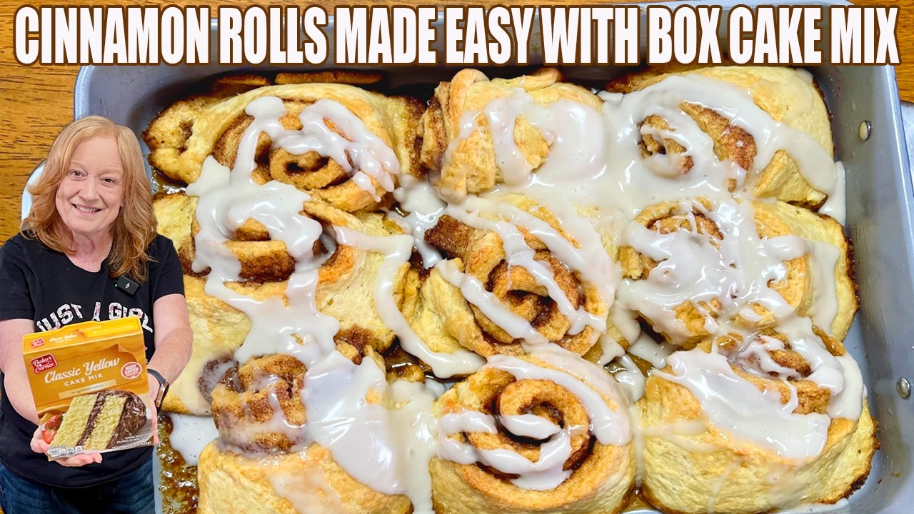 Easy CINNAMON ROLLS MADE WITH Box Cake Mix