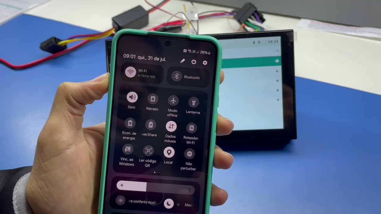 Rotear internet do celular para a multimidia H-TECH HT-7240CA 9240CA