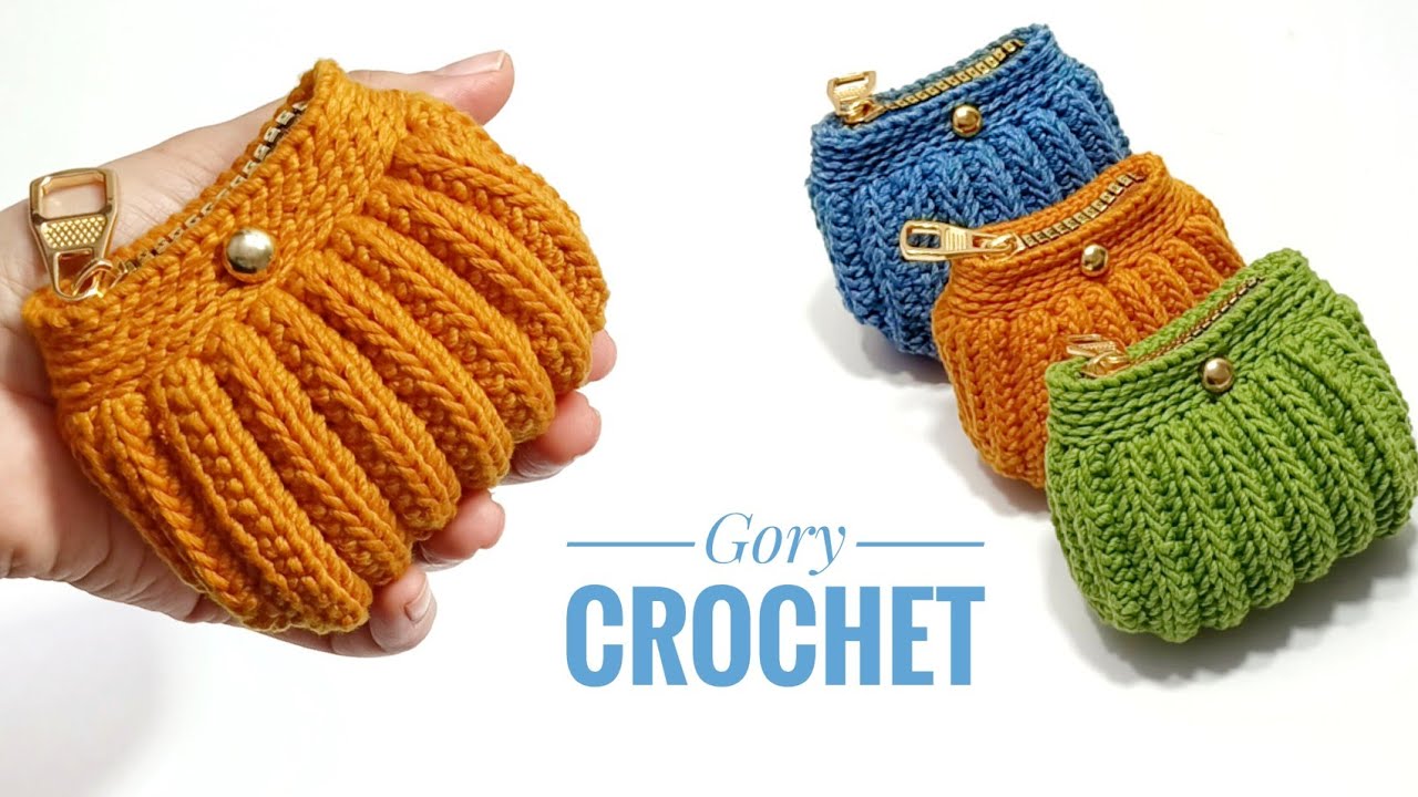 كروشيه محفظه صغيره من بواقي الخيوط / crochet Wallet /Dompet rajutan/Cartera de ganchillo/Кошелек крю