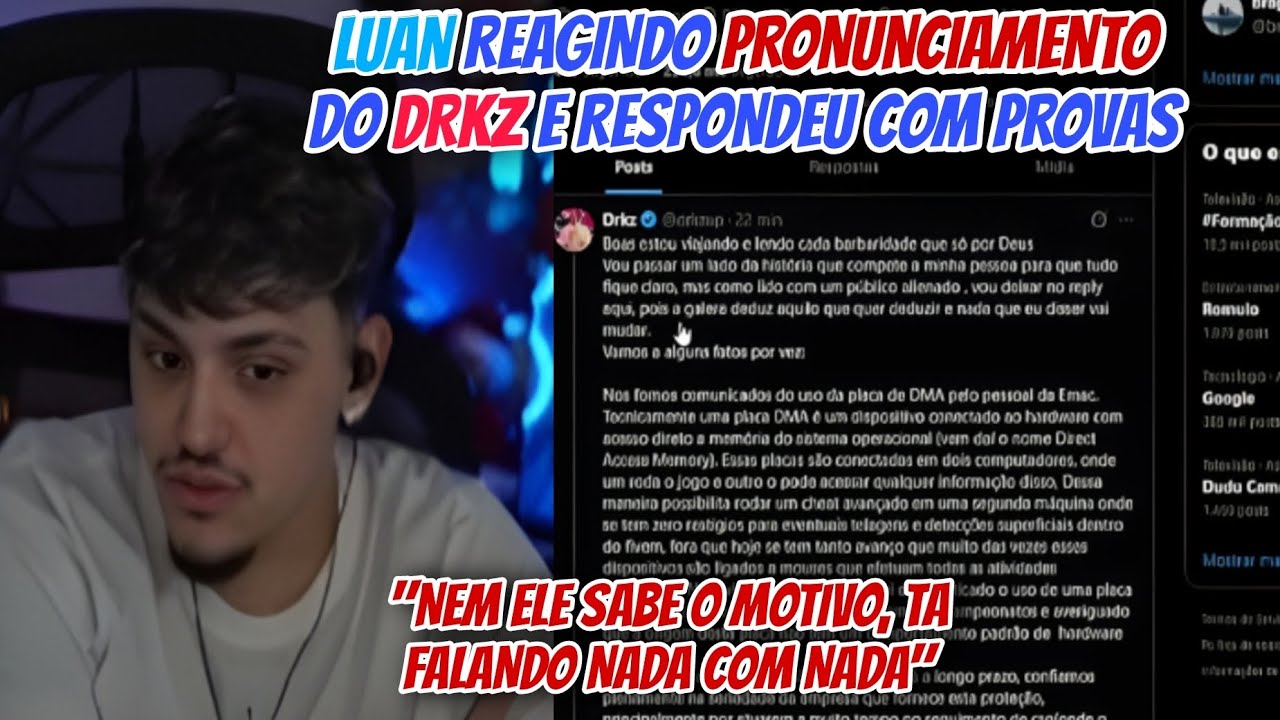 LUAN REAGINDO AO PRONUNCIAMENTO DO DRKZ SOBRE ELE E RESPONDEU COM PROVAS!
