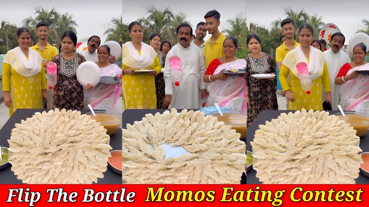 Flip The Bottle Momos Eating Contest 🔥| Winner Will Surprise You 😱| মজার ভিডিও 😛/ SK Challenge Video