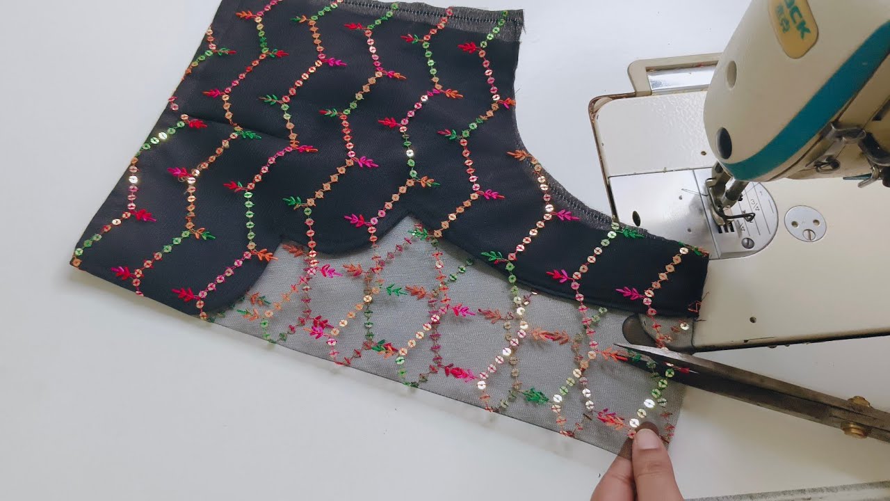 Transi Neck Blouse Design Cutting and Stitching | Net Blouse Back Neck Designs | Net wale Blouse