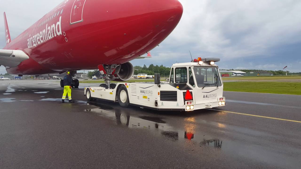 Air greenland a330-200 pushback at Aalborg airport