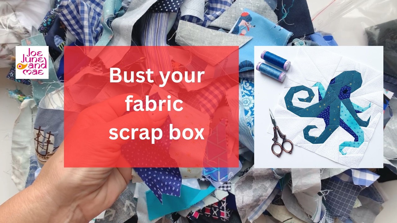 Bust your fabric scrap box, turn it into a stunning Octopus quilt block, easy scrap busting tutorial