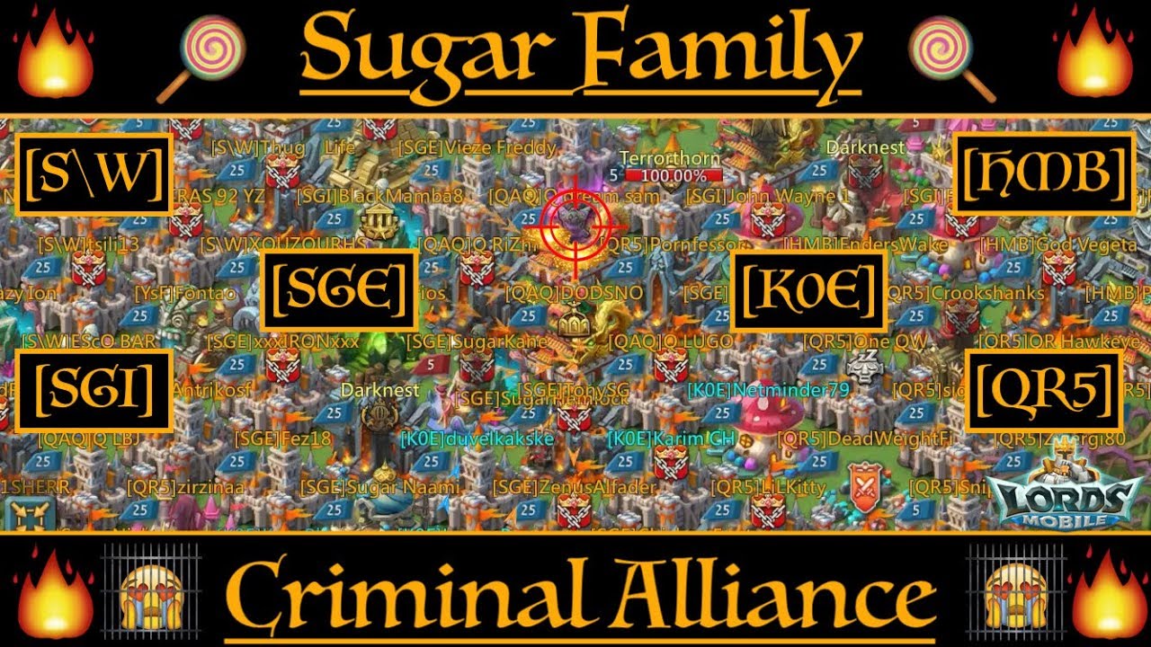 Total Destruction with Sugar Family & Criminal Alliance ! - Lords Mobile