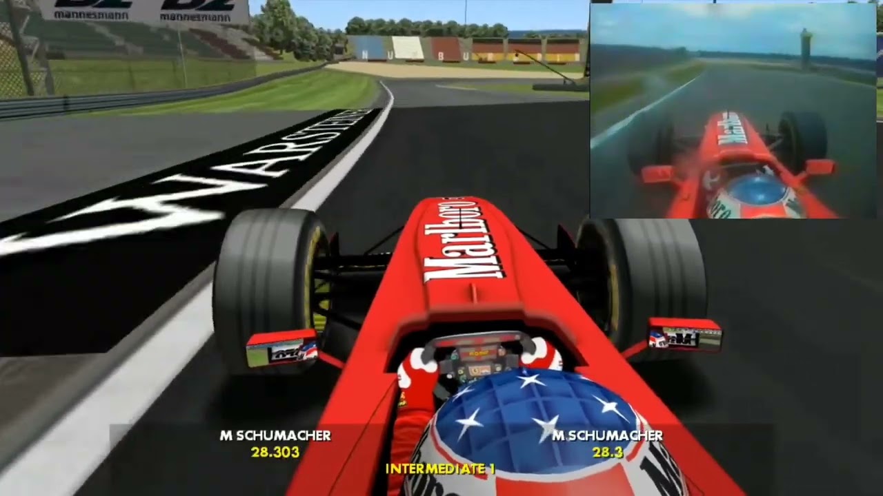 Grand Prix 4 vs Real Life comparison - 1998 Luxembourg GP - Michael Schumacher Pole Lap