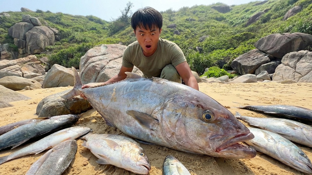 Thử Thách Sinh Tồn Trên Đảo Hoang - Dùng Xác Cá 100KG Làm Mồi Cái Kết Hốt Trọn Ổ Quái Vật Biển