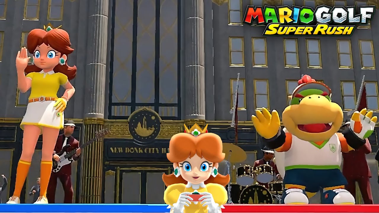 Mario Golf Super Rush Daisy vs Bowser Jr at New Donk City