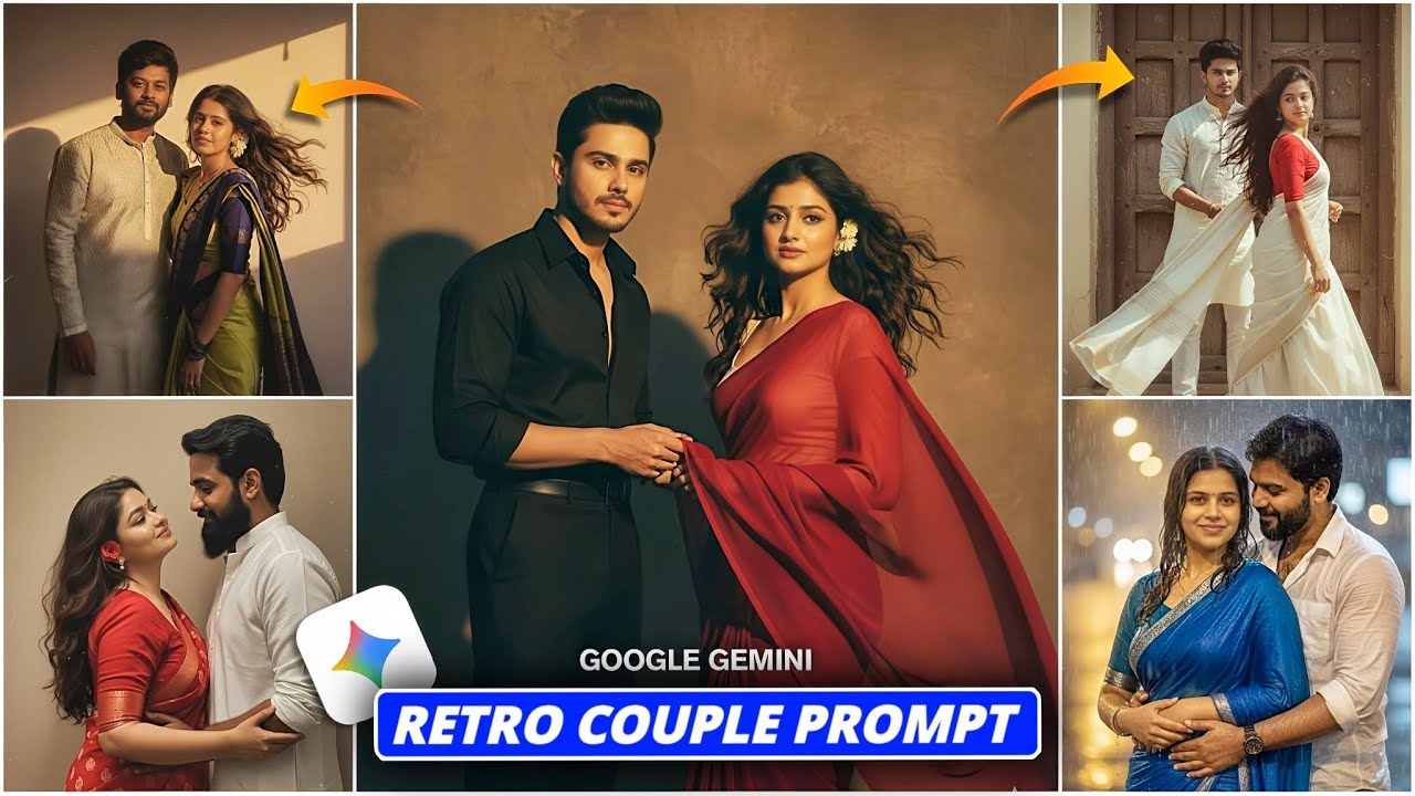 Instagram Trending Retro Style Vintage Couple Photo Editing | Gemini Couple Ai Photo Generate prompt
