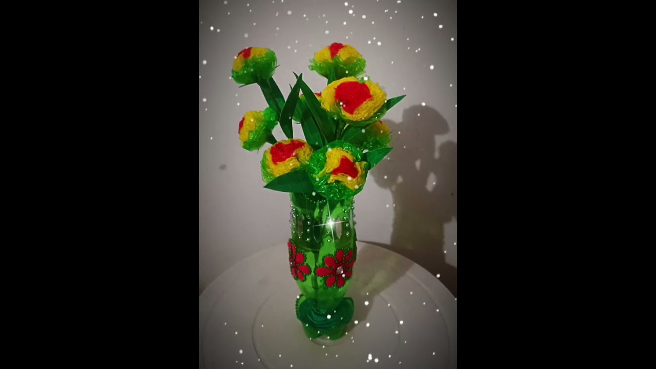 Handmade flower with plastic  #homedecoreitems #howtomakeflowerwithplastic #easytutorial #artcraft