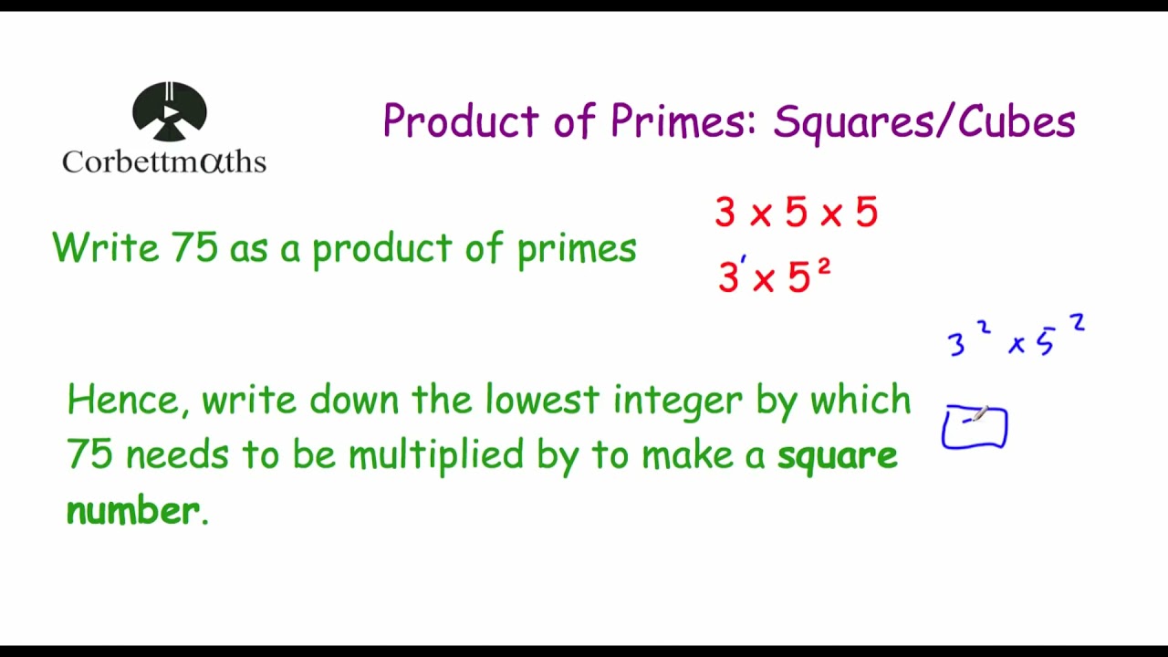 Using Product of Primes to find Square Numbers or Cube Numbers - Corbettmaths