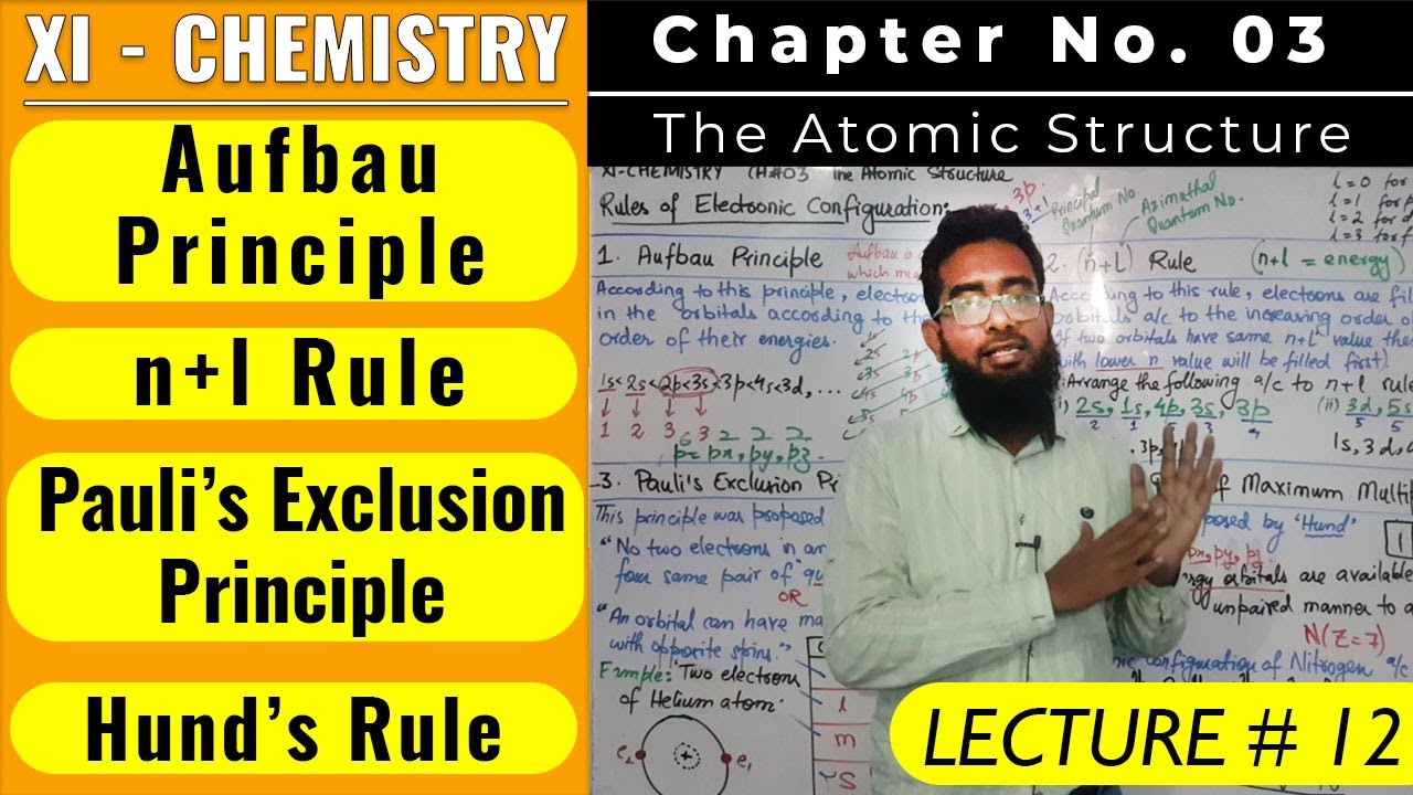 Aufbau Principle || n+l rule || Pauli's Exclusion Principle || Hund's Rule || CH#3 || XI - Chemistry