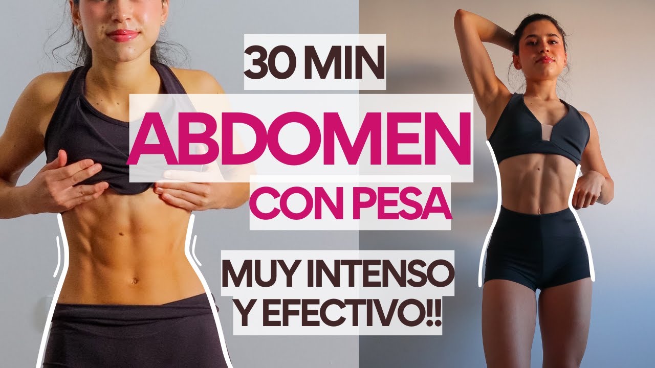 30 min ABDOMEN MARCADO, VIENTRE PLANO + CINTURA CON PESA | abdomen para mujeres | ejercicio en casa