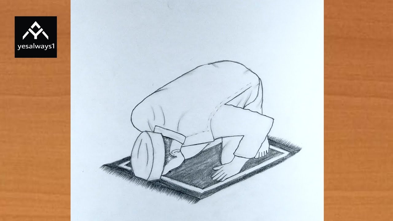 Ramadan drawing easy step by step || how to draw a boy prayer to allah namaz Ramadan special drawing