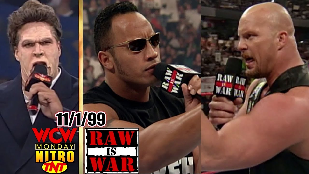 WWF RAW vs. WCW Nitro - November 1, 1999 Full Breakdown - Rock vs Austin Heat Promos - Nash McMahon
