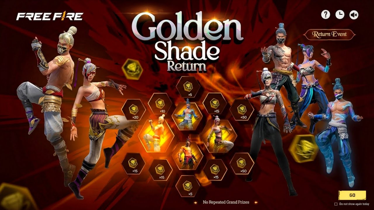 GOLDEN SHADE BUNDLE RETURN DATE 🤯💥| FREE FIRE NEW EVENT | FF NEW EVENT | NEW EVENT FREE FIRE 