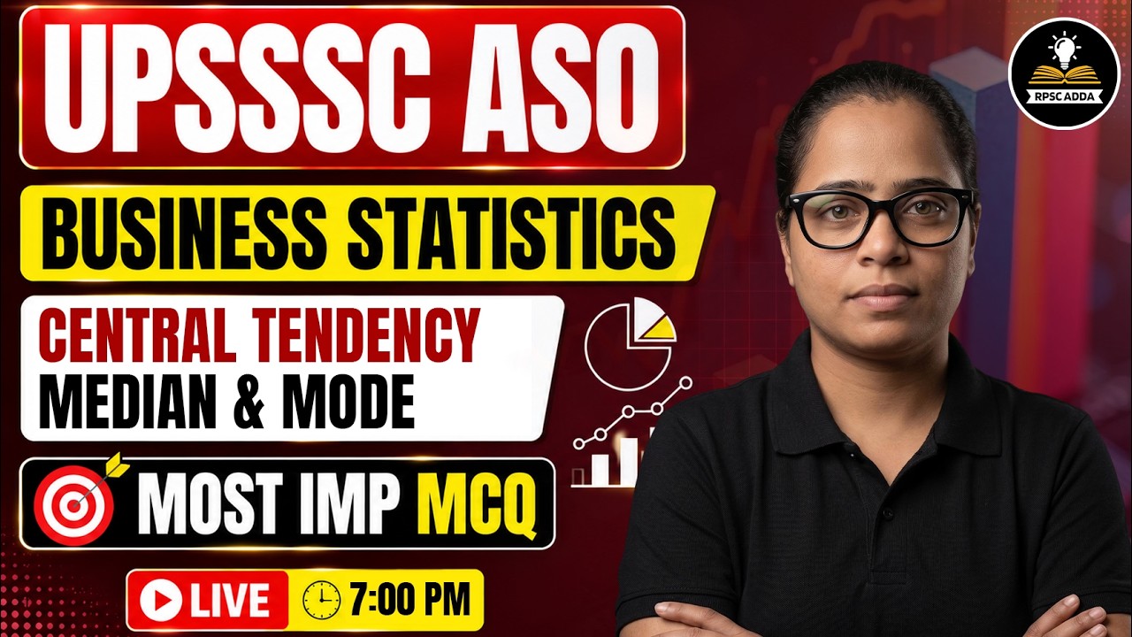 UPSSSC ASO Statistics Classes 2026 | Central Tendency: Median & Mode | Top MCQs | Ruchika Ma'am