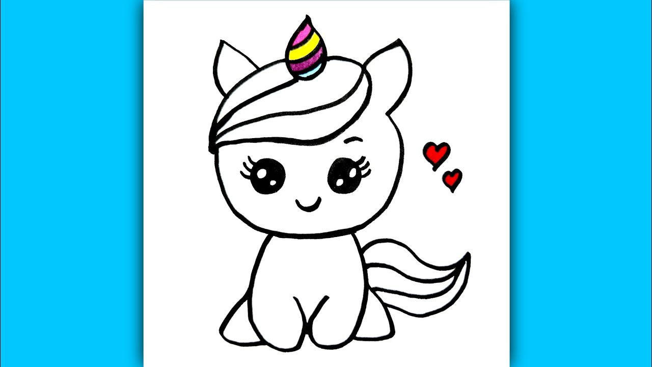 Super Easy Cute Unicorn Drawing for Kids / Drawing Tutorial Step by Step